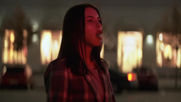 Vape Smoking Ecigarette Habit Woman Neon Street alt