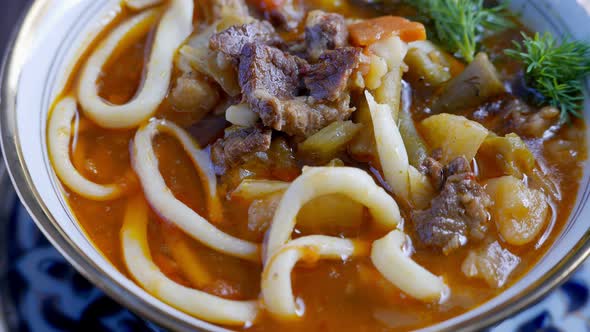 Soup with Noodles and Meat