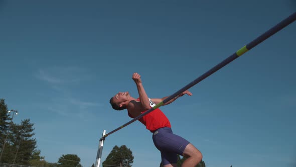 Track athlete doing high jump in super slow motion, shot on Phantom Flex 4K