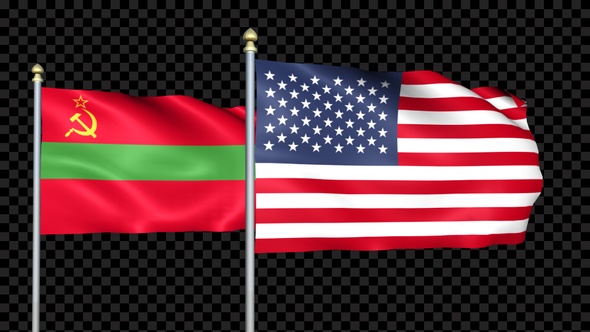 Transnistria And United States Two Countries Flags Waving alt