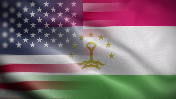 USA Tajikistan Flag Loop Background 4K