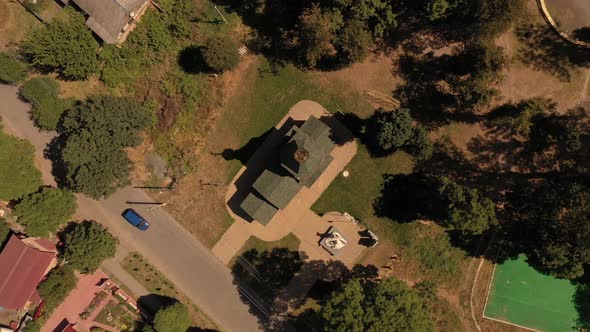 Fly Around the Church Close to Golden Cross on the Roof on Dome alt