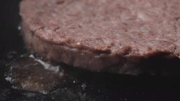 Cooking beef and pork patty for burger Meat roasted alt