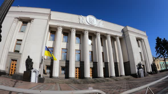 The Building of the Ukrainian Parliament in Kyiv  Verkhovna Rada Slow Motion alt
