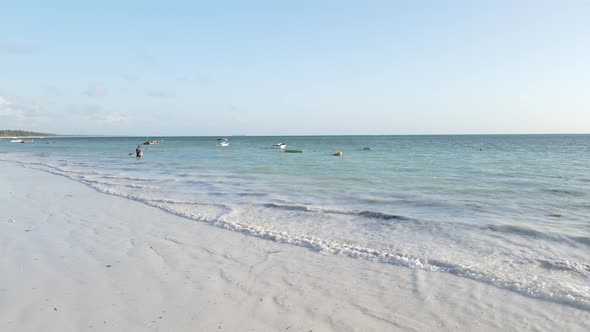 Boats in the Ocean Near the Coast of Zanzibar Tanzania alt