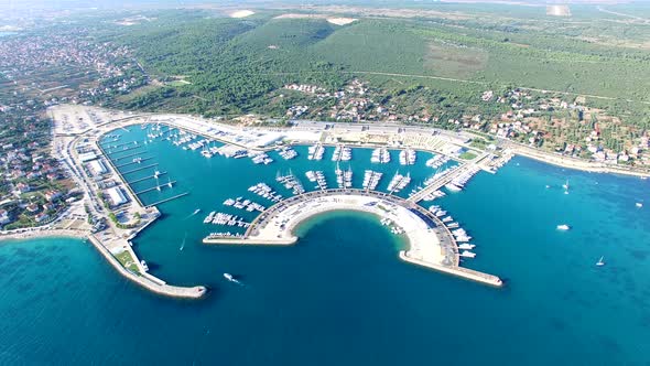 Aerial view of famous dalmatian yachting destination of Sukosan city, Croatia alt