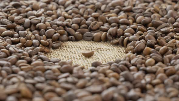 Coffee Beans on the Jute Bag Sack Fabric alt
