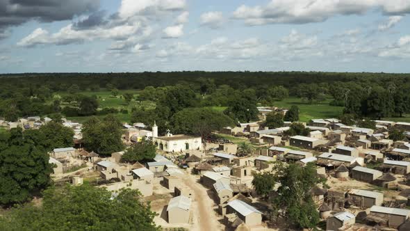 Africa Mali Village People And Forest Aerial View 