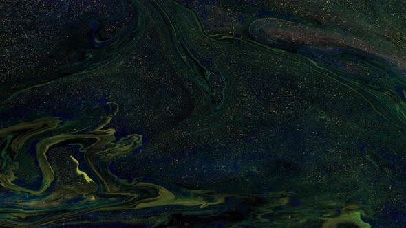 Beautiful Golden Shimmering Particles in White Smoke on a Black Background alt