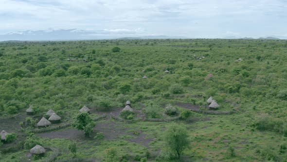 Aerial View of a Village in the Omo Valley in Ethiopia alt