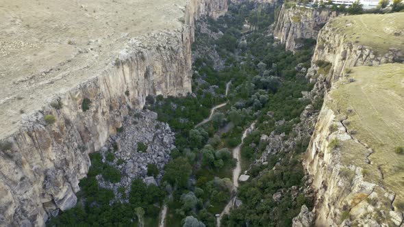 Ihlara Valley Canyon View From Air During Sunrise