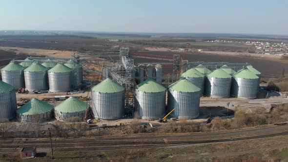 The Base of the Granary. Construction Site of Elevators. Agricultural Industry. Harvesting Cereals