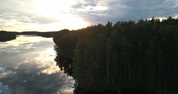 A beautiful aerial shot of a sunset in Finland alt