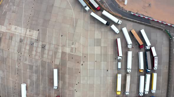 Aerial View of Harbor and Trucks Parked Along Side in Dover Docks England alt