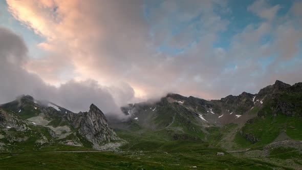 Great St Bernard Pass alps switzerland mountains snow peaks ski timelapse