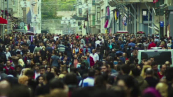 Time Lapse Crowded Pedestrian Crossing in Big City. High Angle Shot