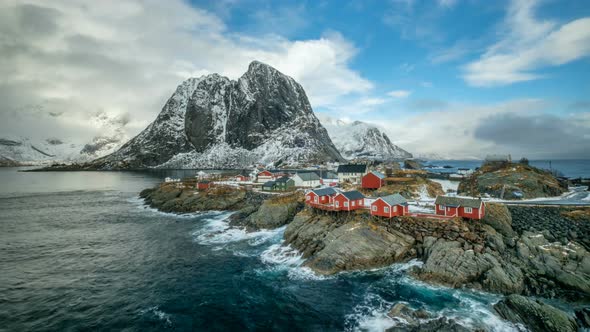 Hamnoy Village on Lofoten Islands, Norway Timelapse alt