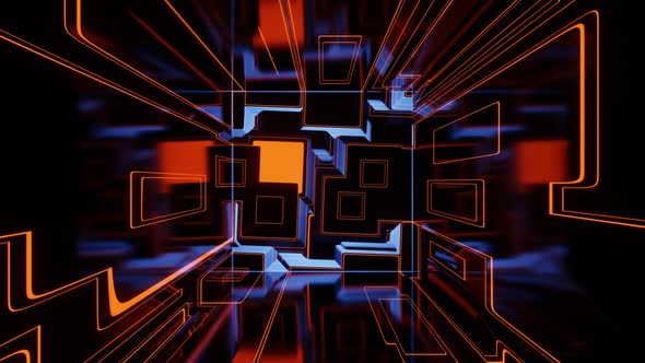 Vj Loop Abstract Mirror Tunnel Orange Kaleidoscope 02