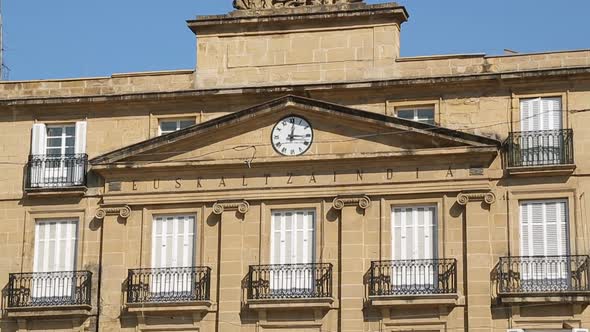 Facade of Royal Academy of Basque Language in Bilbao, science and education alt