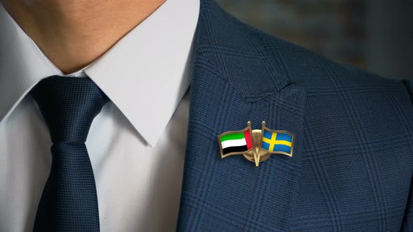 Businessman Friend Flags Pin United Arab Emirates Sweden alt