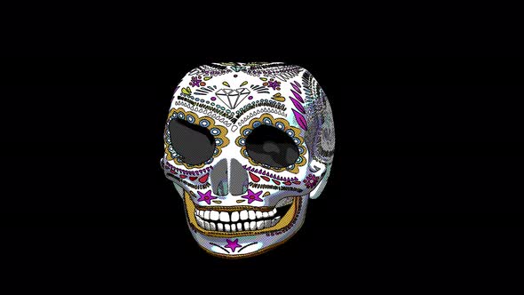 4K Jelly mexican skull illustration with alpha alt