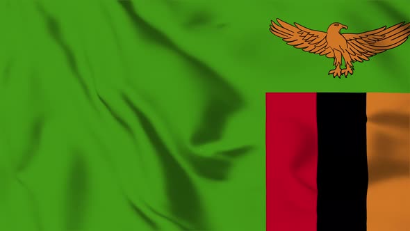 4K Zambia Flag - Loopable