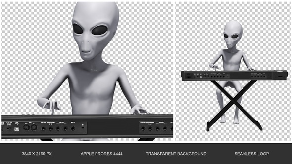 Alien Playing Keyboards 4K