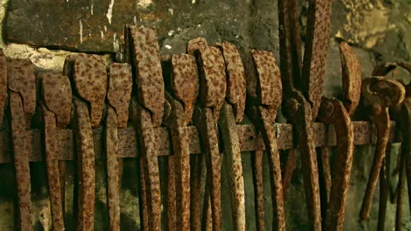 Racked Pliers  in an Abandoned Blacksmith Workshop