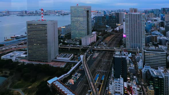 Time lapse of Tokyo city with public transportation and infrastructure