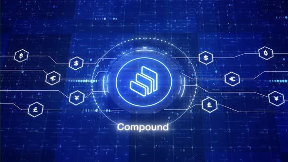 Compound animated logo. Cosmos cryptocurrency logo. COMP digital intro. Animation of COMP crypto. alt