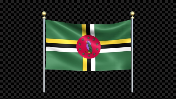 Flag Of Dominica Waving In Double Pole Looped alt