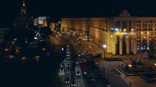 Aerial Top View Fast Speed Motion of Cars Motion at Night alt