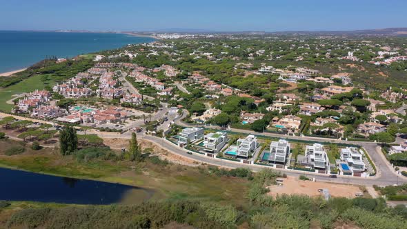 Aerial Overview of Quinta Do Lago Resort Buildings in Vale De Lobo Algarve Portugal Europe alt