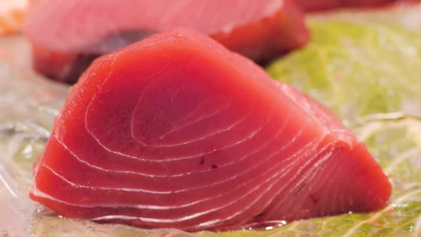Close Up View of a Tuna at the Fish Market in Barcelona Spain alt
