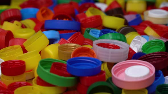 Pile of Plastic Caps in Different Colors