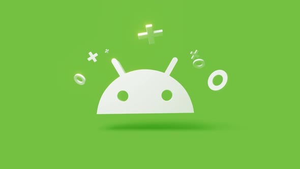 Android 3d Icon on a Simple Green Background  Seamless Animation Loop alt