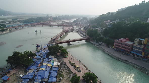 City of Haridwar state of Uttarakhand in India seen from the sky alt