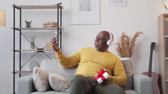 Virtual Greeting Happy Senior Man Video Conference alt