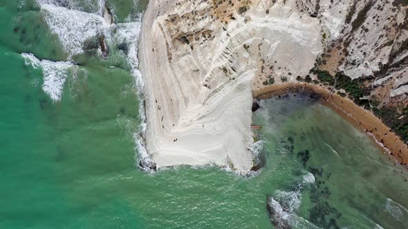Aerial View of Scala Dei Turchi with a Sunny Day. Island of Sicily Italy