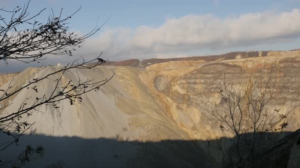 Polluted nature after mineral flotation 4K 2160p 30fps UltraHD tilting footage - Slow tilt on open-p alt