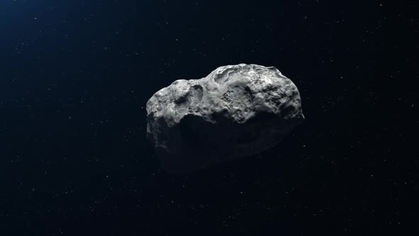 an asteroid flies in outer space toward planet earth, Motion Graphics