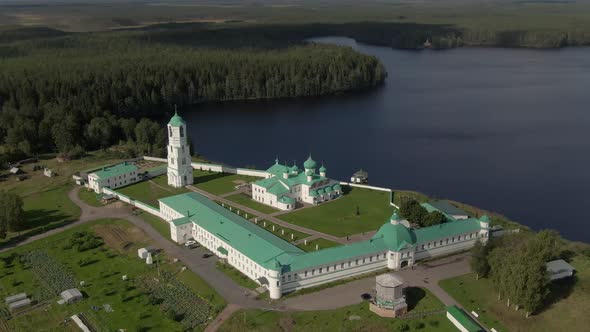 Alexander Svirsky Monastery Beautiful Summer Aerial Footage alt