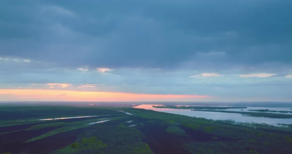 Beautiful Natural Landscape with River and Forest in Early Morning View From Drone  Prores