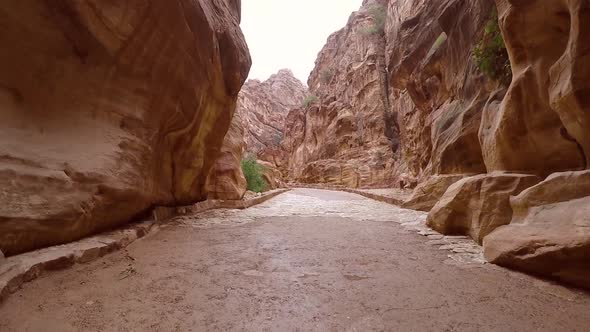 Walking Inside the Al Siq Canyon, City of Petra