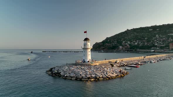 Light House Aerial view 4K Turkey Alanya alt