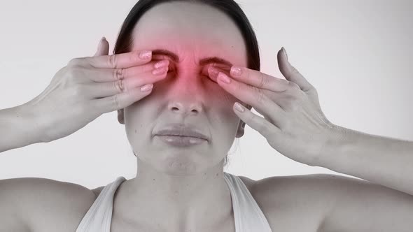 Eyesight Problem. Young Woman Feeling Eye Pain