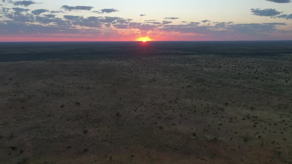 Wolfe Creek Meteorite Crater Golden Hour Sunset, Western Australia 4K Aerial Drone