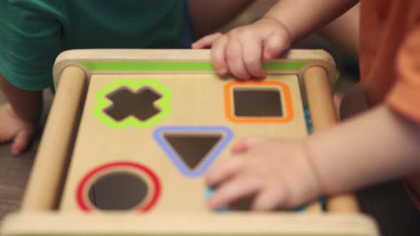 Little Baby Kids Playing Wooden Educational Sorter Different Blocks Shape Toy alt