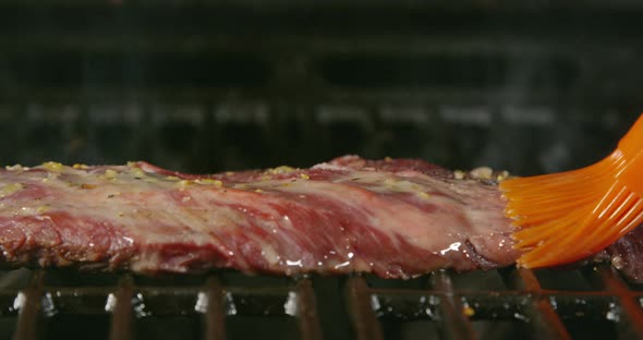 Raw Skirt Steak Seasoned On The Grill 53b