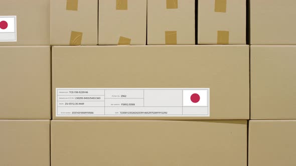 Parcel with MADE IN JAPAN Text and Flag alt